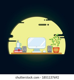 Flat style illustration (dark background)