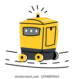 A flat style illustration of delivery robot