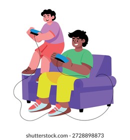 Eine flache Illustration, die Charaktere darstellt, die zusammen spielen