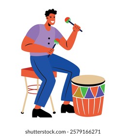 A flat style illustration depicting drumbeat