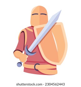 A flat style illustration depicting a medieval soldier 