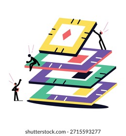 Una ilustración de estilo plano que representa el chip multicapa
