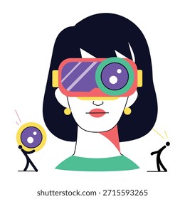 Una ilustración de estilo plano que representa la visión robótica