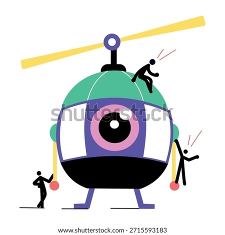 A flat style illustration depicting rotorcraft