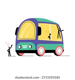 Una ilustración de estilo plano que representa la conducción autónoma