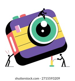 Una ilustración de estilo plano que representa la cámara inteligente