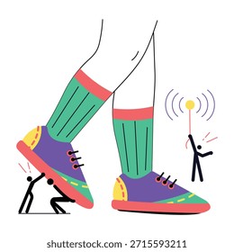 Una ilustración de estilo plano que representa zapatos inteligentes