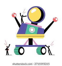 A flat style illustration depicting space probe