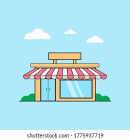 Flat Style Illustration Design Shops, Supermarkets, markets.