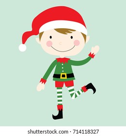 flat style illustration of elf perfect for cute christmas decoration
