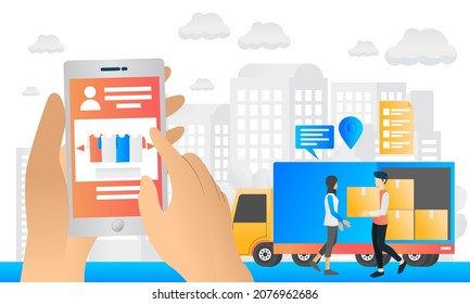 Flat style illustration of fast delivery order