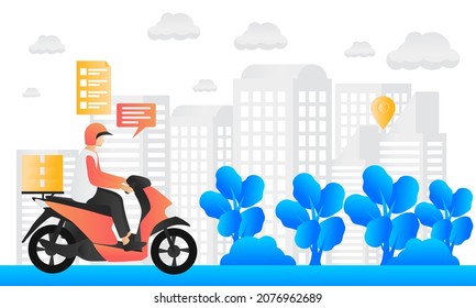 Flat style illustration of fast delivery order
