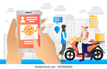 Flat style illustration of fast delivery order