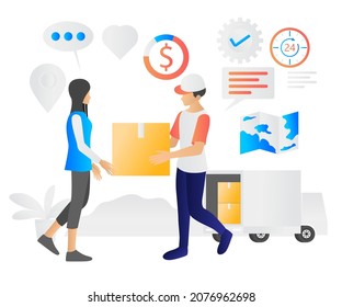 Flat style illustration of fast delivery order