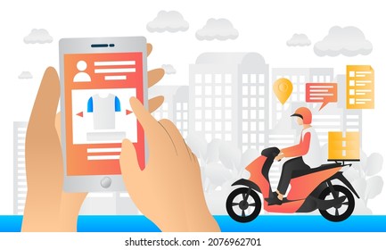 Flat style illustration of fast delivery order