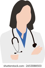 Flat style illustration of female doctors in various poses, wearing white lab coats and medical accessories. Suitable for healthcare, hospital, clinic, and medical-themed designs