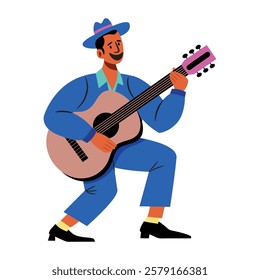 Flat style illustration of a flamenco musician