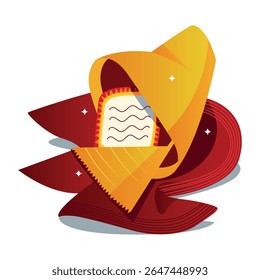 A flat style illustration of fortune cookie