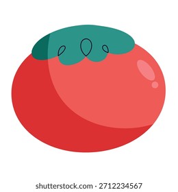 Flat Style Illustration of a Fresh Red Tomato