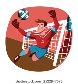 A flat style illustration of goalkeeper 