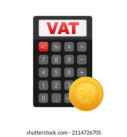 Flat style illustration with green vat percent. Vector illustration. Vector logo. Arrow icon.