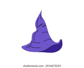 Flat style illustration for Halloween. A sketch of a witch's pointed hat. Vector illustration.	