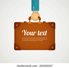 flat style illustration hand holding briefcase eps10