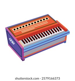 A flat style illustration of a harmonium