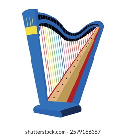 A flat style illustration of harp instrument