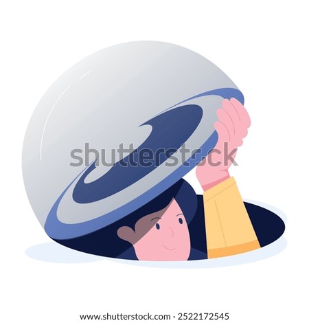 A flat style illustration of hiding hole 