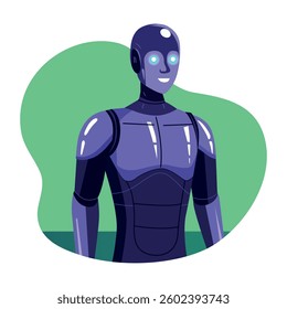 A flat style illustration of humanoid robot 