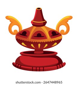 Una ilustración de estilo plano de una olla de incienso