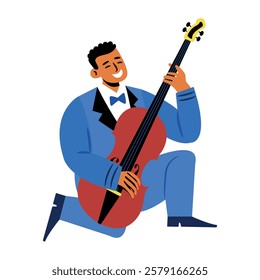 A flat style illustration of jazz musician