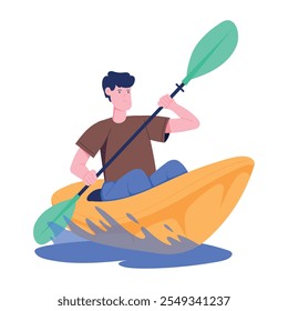 Una ilustración de estilo plano de kayak 