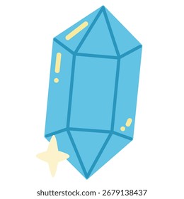 A flat style illustration of a light blue crystal gemstone. Perfect for designs related to minerals, geology, jewelry, fantasy, or decorative elements. 