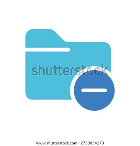 Flat style illustration of a light blue folder icon with a dark blue minus symbol.
