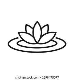 Flat style illustration of Lotus flower floating in the water - simple vector line icon isolated on white background