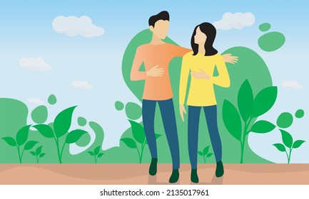 Flat style illustration of lovers having fun