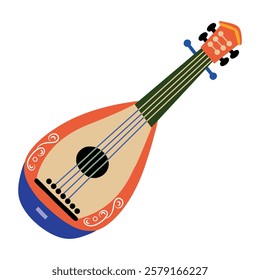 A flat style illustration of lute instrument