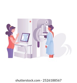 A flat style illustration of mammography 