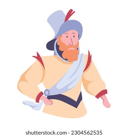 A flat style illustration of medieval person 