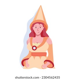 Here’s a flat style illustration of medieval princess 