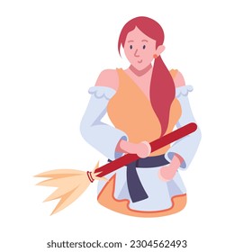 Here’s a flat style illustration of a medieval worker 