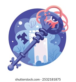 Uma ilustração de estilo plano de chave mística