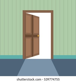 Flat style illustration of open door