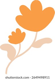 Flat style illustration of orange flowers with light beige stems on a white background, simple floral design	