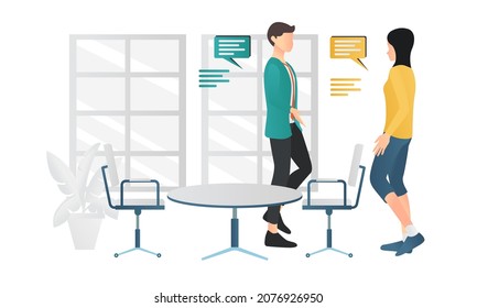 Flache Illustration von Personen, die ein Interview oder eine Diskussion führen