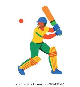 A flat style illustration of playing cricket