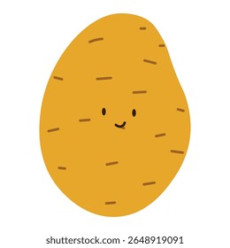 Flat style illustration of potato with happy face, ideal for healthy eating, cooking projects, and vegetable-inspired designs