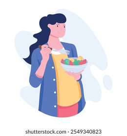 A flat style illustration of pregnancy food 